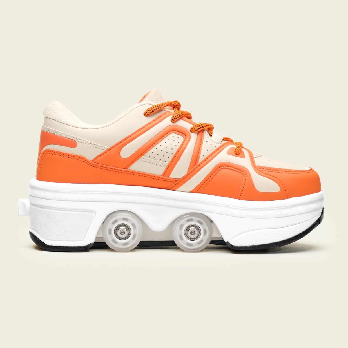 White with orange roller shoes