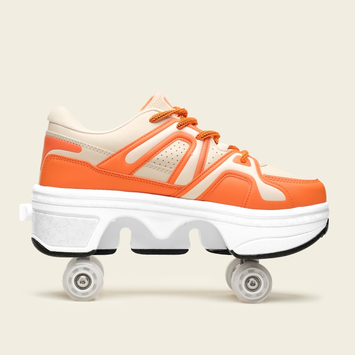 White with orange roller shoes