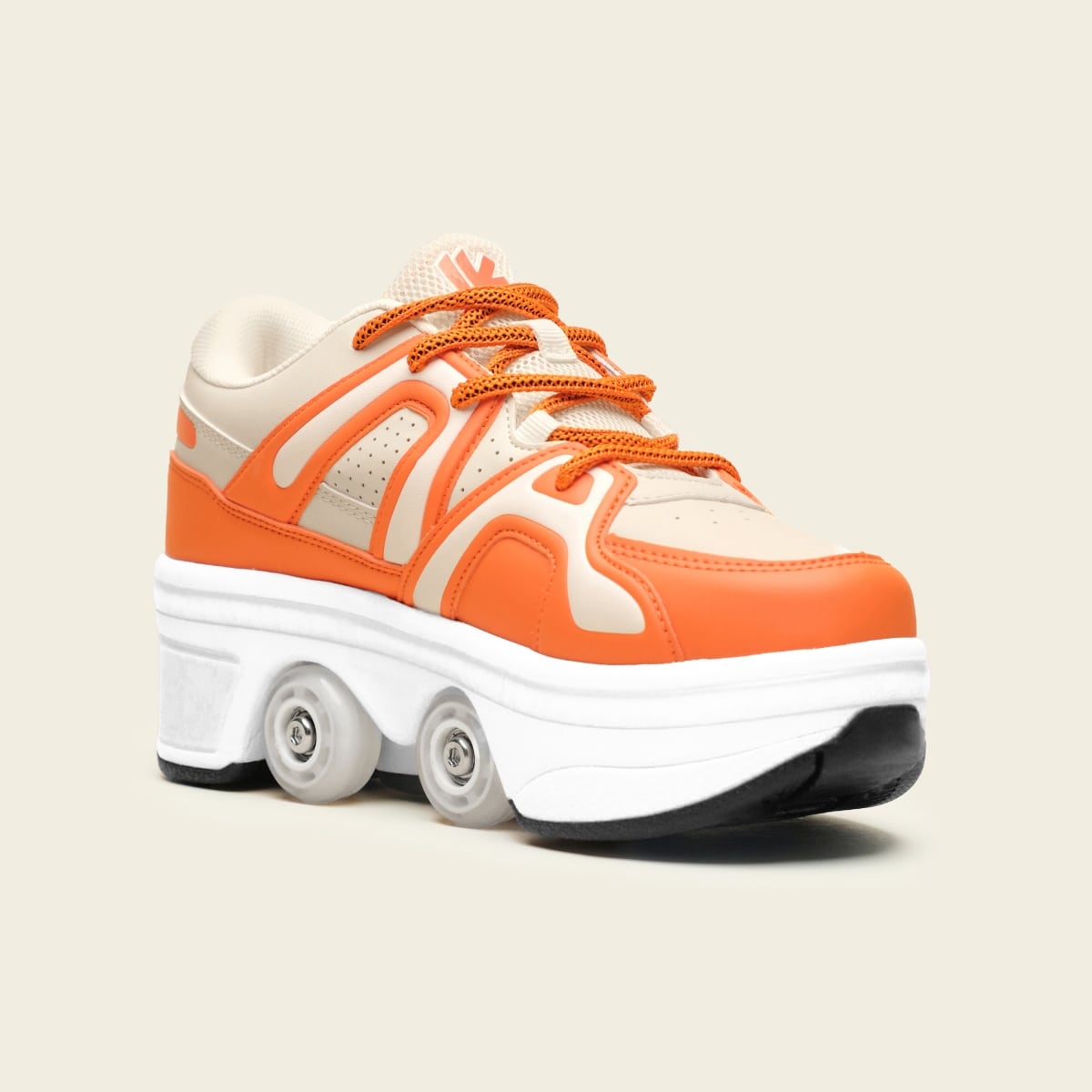 White with orange roller shoes