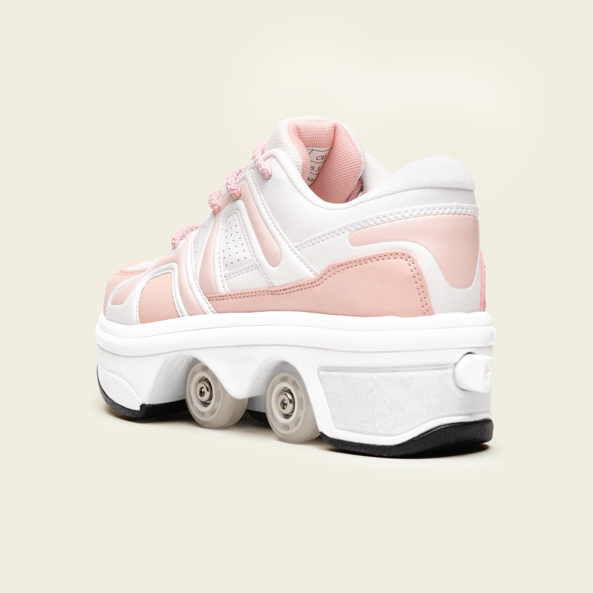 White with pink LED roller shoes