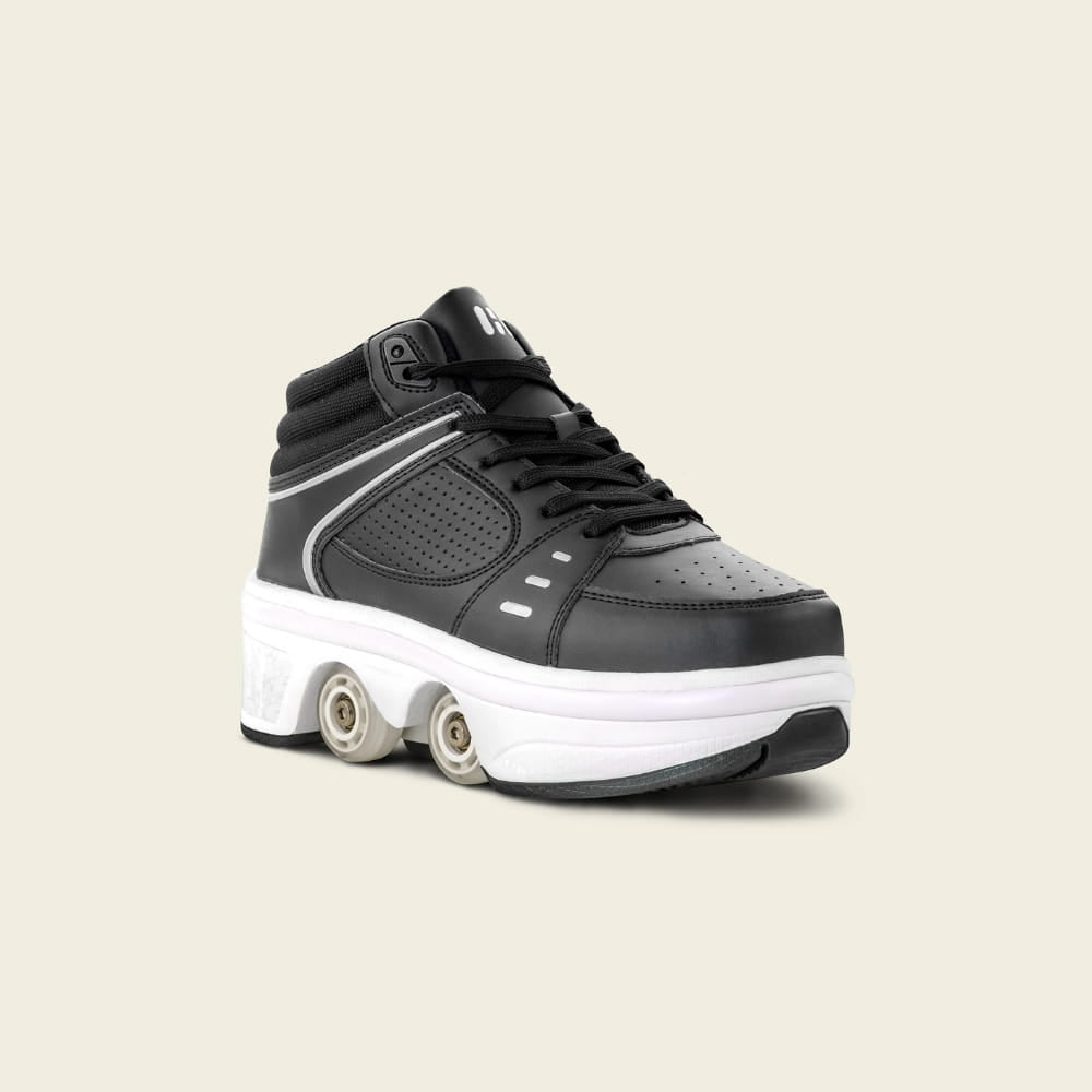Kids' Astro 2-in-1 LED roller shoes in all-white, front view