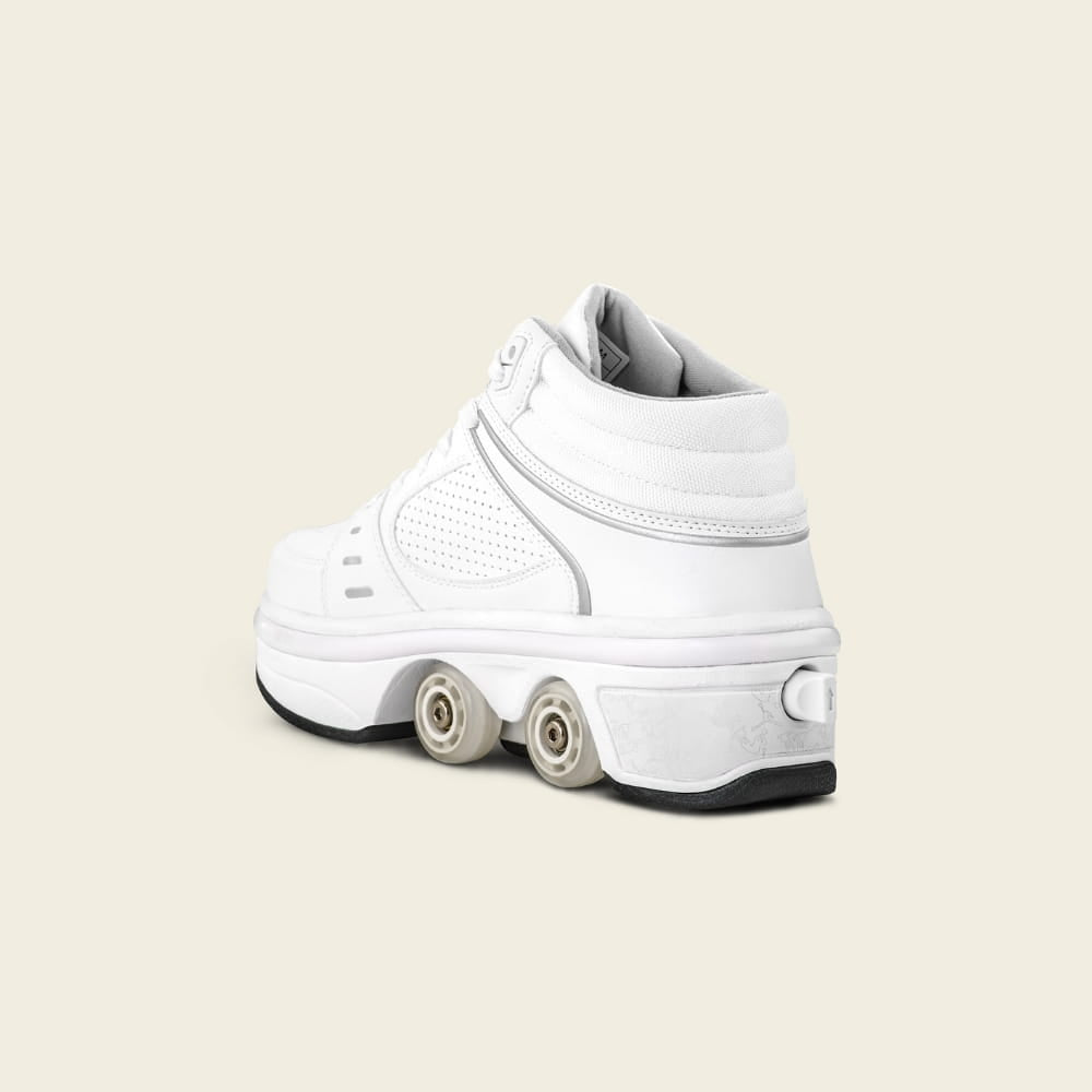 Heel button on Kids' Astro LED roller shoes, easy switch