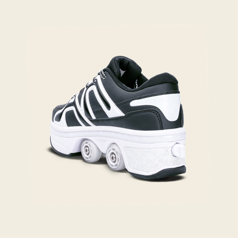 Heel button on Kids' Auro roller shoes, easy one-press switch