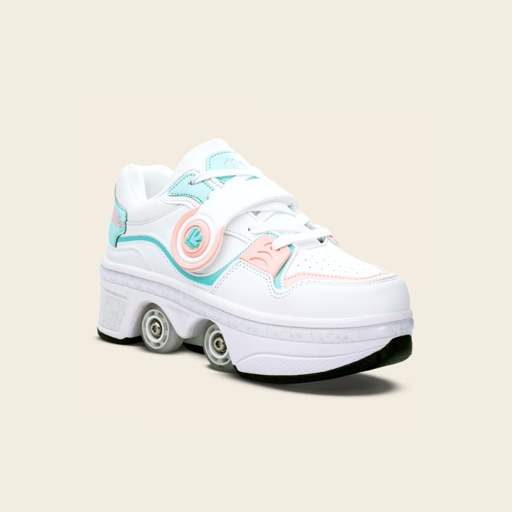 Zapatillas con ruedas 2 en 1 Ionic melocotón y menta para niños, vista frontal