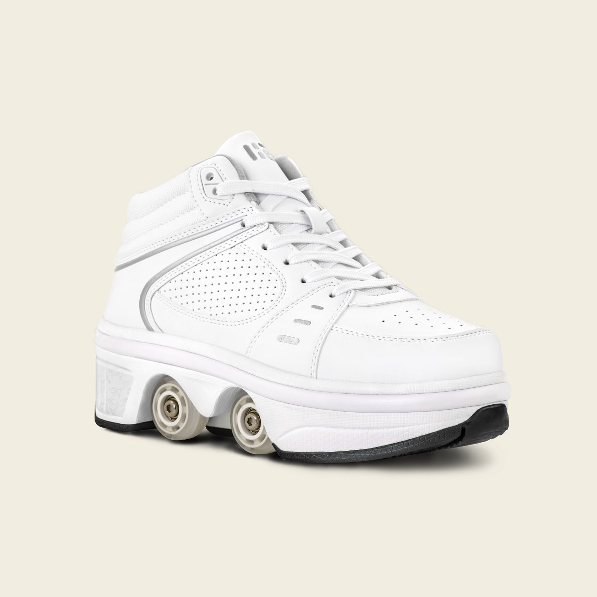 Men's Astro 2-in-1 LED roller shoes in all-white, front view
