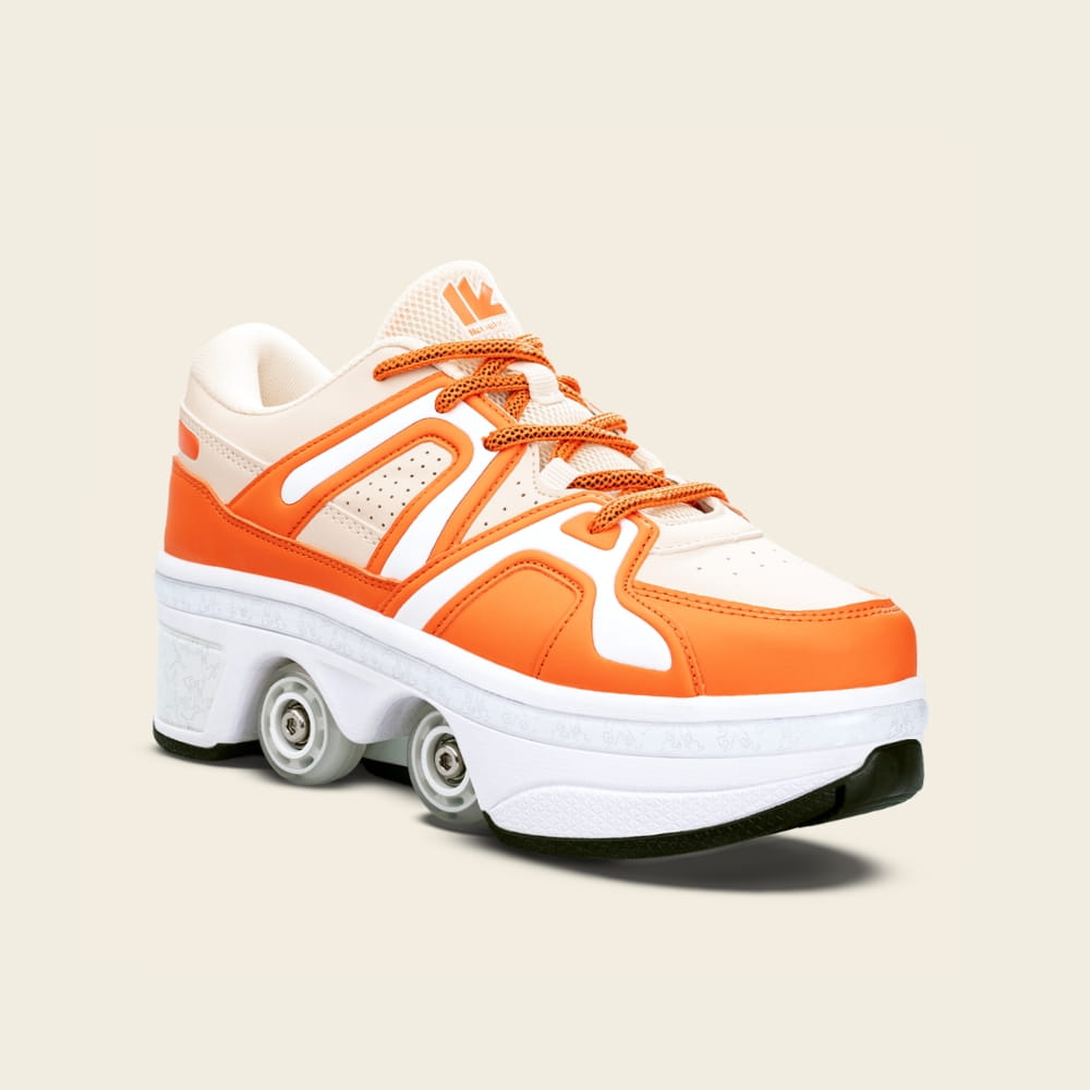 Men's Auro 2-in-1 roller shoes in amber cream, front view