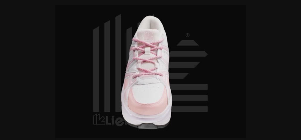 white with pink roller shoes