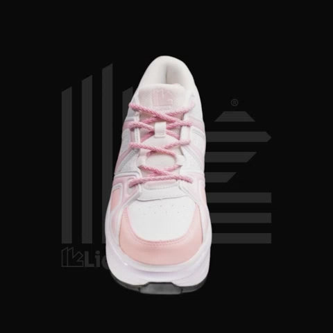 White with pink roller shoes