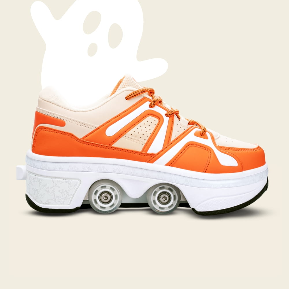 Chaussures à roulettes Auro femme crème d'ambre avec fantôme d'Halloween, vue de côté