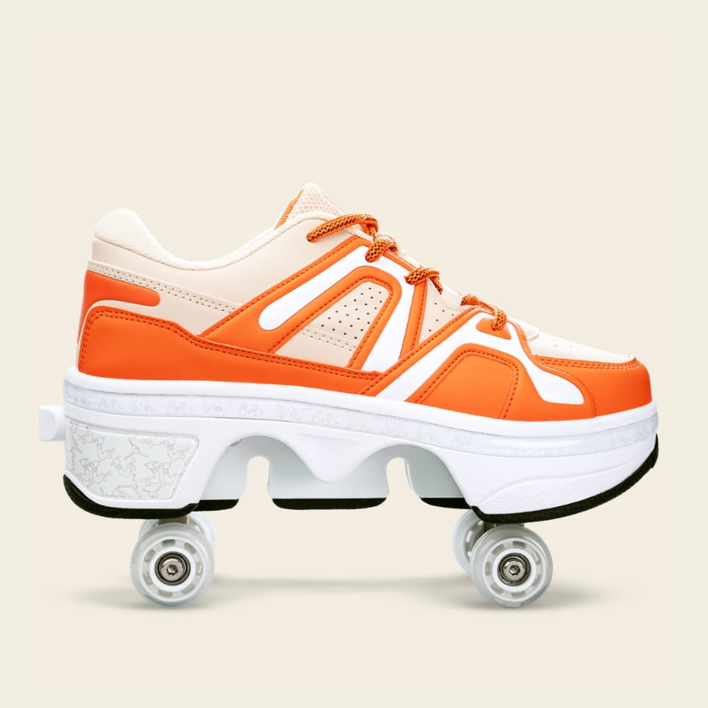 Women's Auro cream roller shoes with wheels out for a smooth city roll