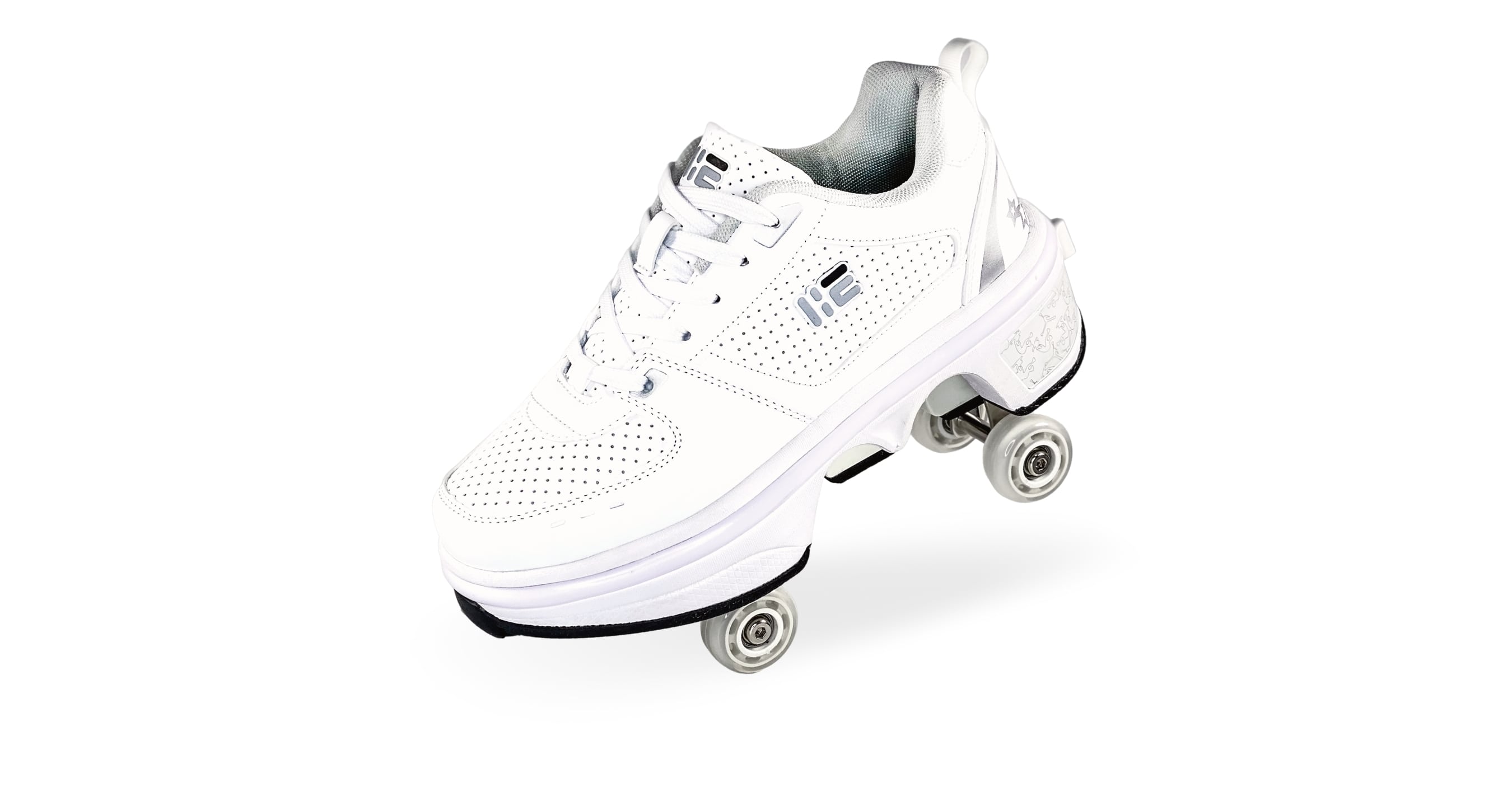 Roller Skate Sneaker 2 in 1, Kick Speed - Classic White Low LED (Women's)