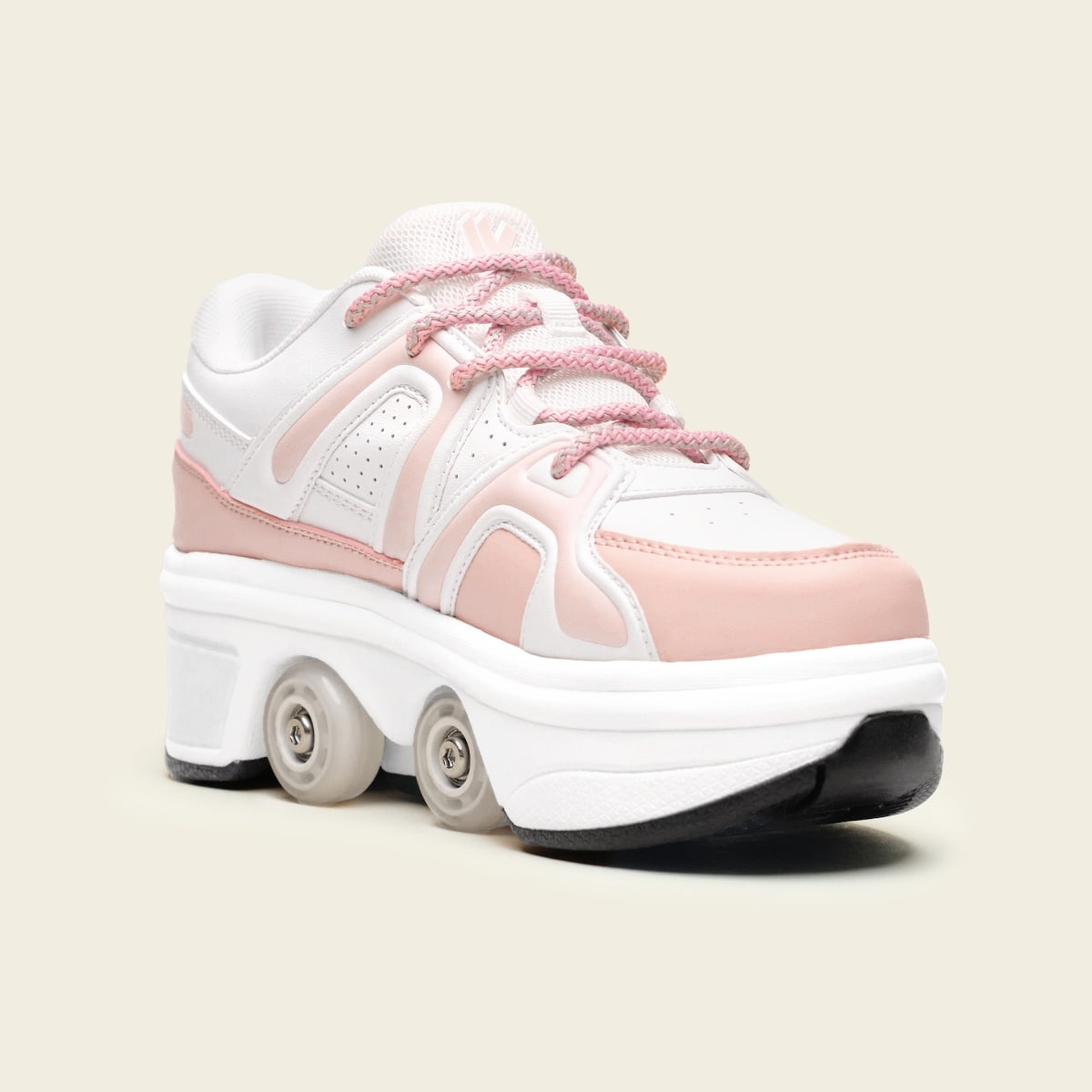 White with pink LED roller shoes