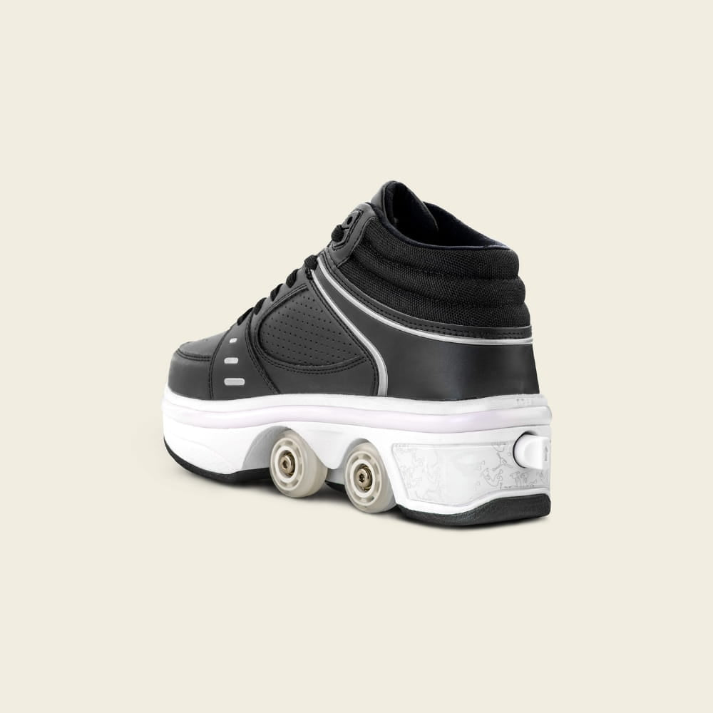 Heel button on Kids' Astro LED roller shoes, easy switch