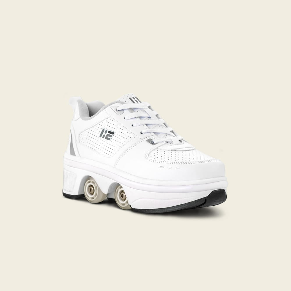 Chaussures à roulettes 2 en 1 Classic II LED blanches pour enfant, vue de face