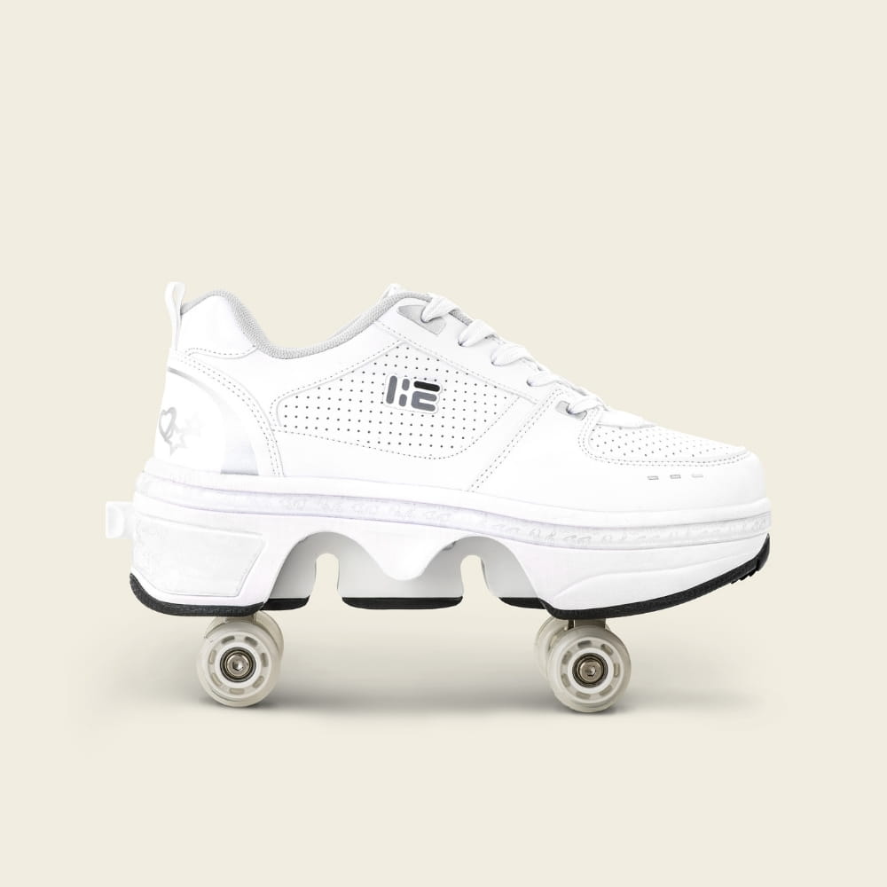Kids' Classic roller shoes with wheels out, ready to roll in the park
