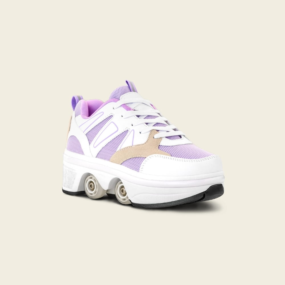 Zapatillas con ruedas 2 en 1 Starlite LED lila para niños, vista frontal