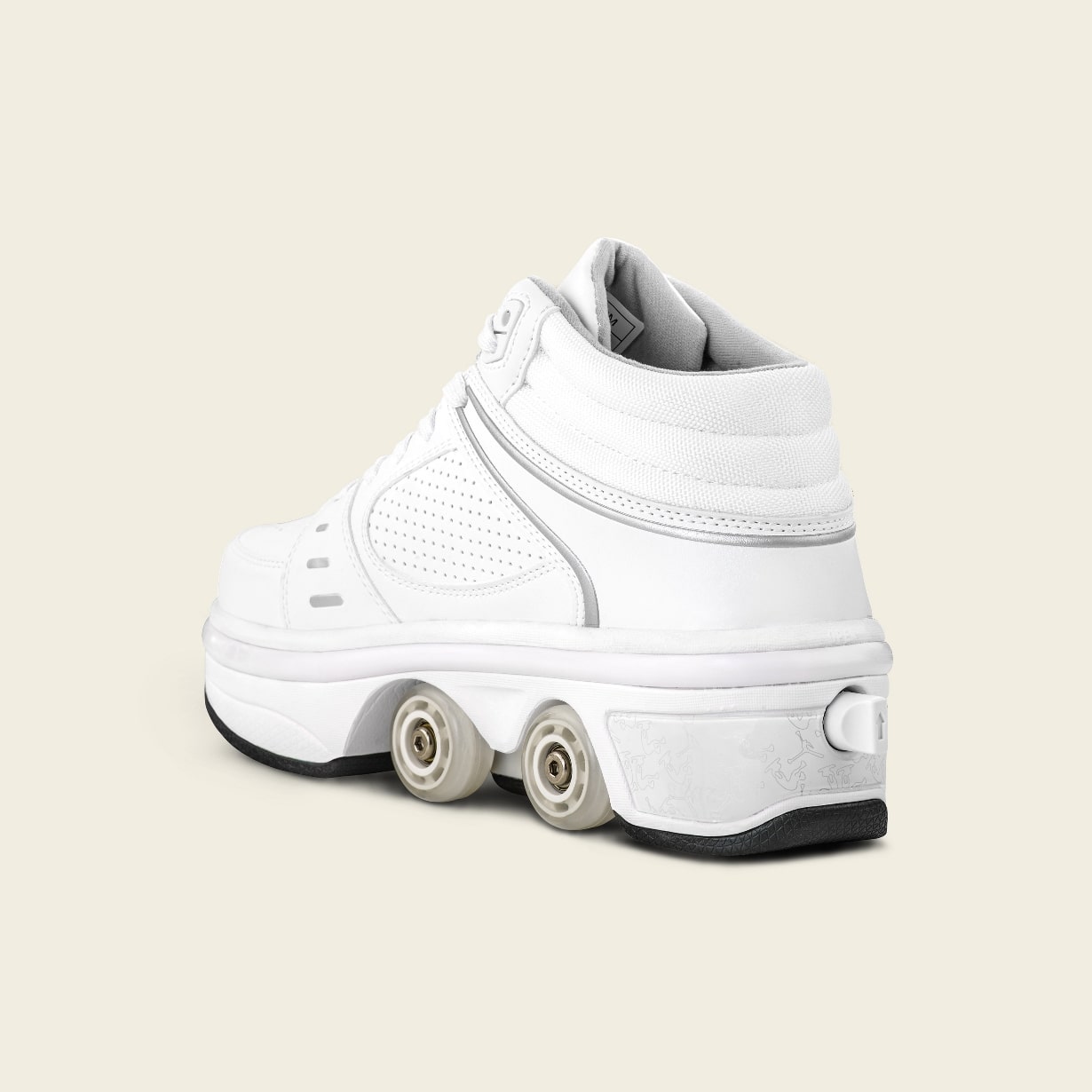 Heel button on Men's Astro LED roller shoes, one-press switch