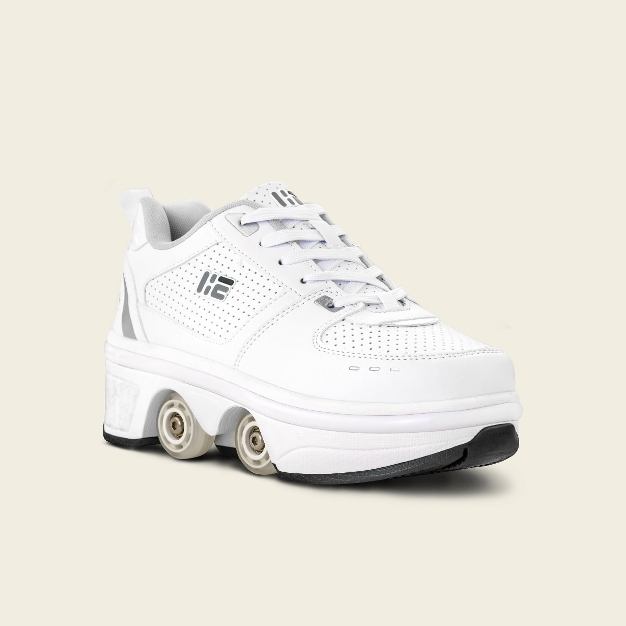 Men's Classic II 2-in-1 LED roller shoes in white, front view