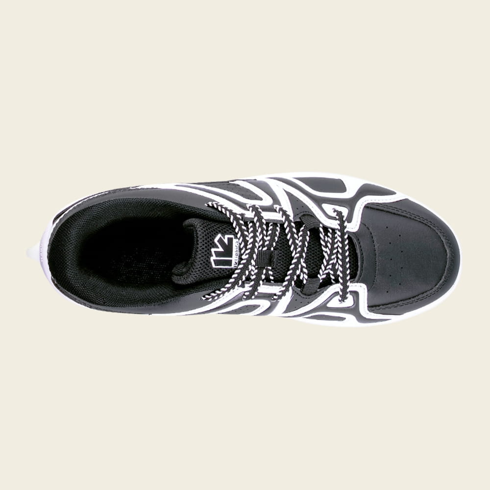Top view of Women's Auro panda black roller sneakers