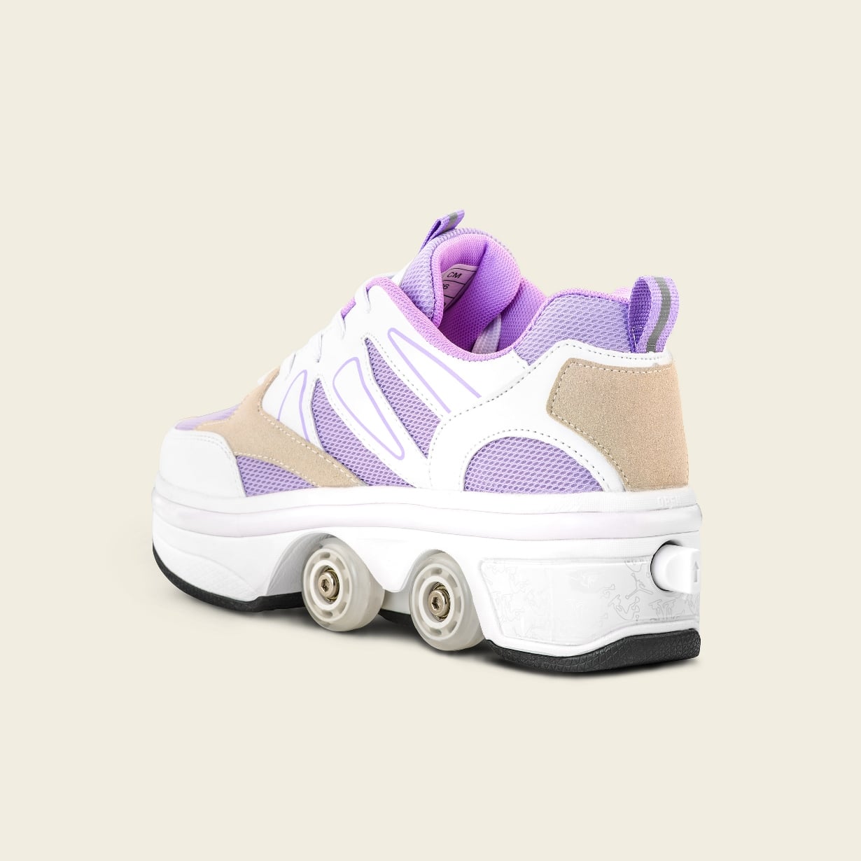 Heel button on Women's Starlite LED roller shoes, one-press switch