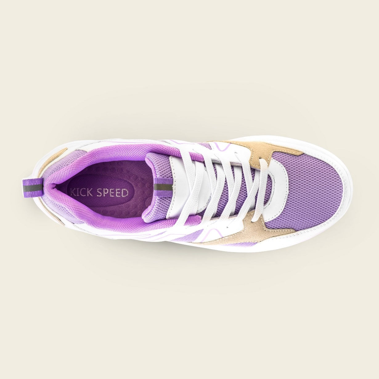 Top view of Women's Starlite soft lilac LED roller sneakers