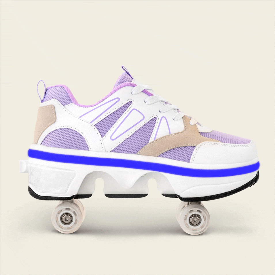 Women's Starlite roller shoes with wheels out for a night roll